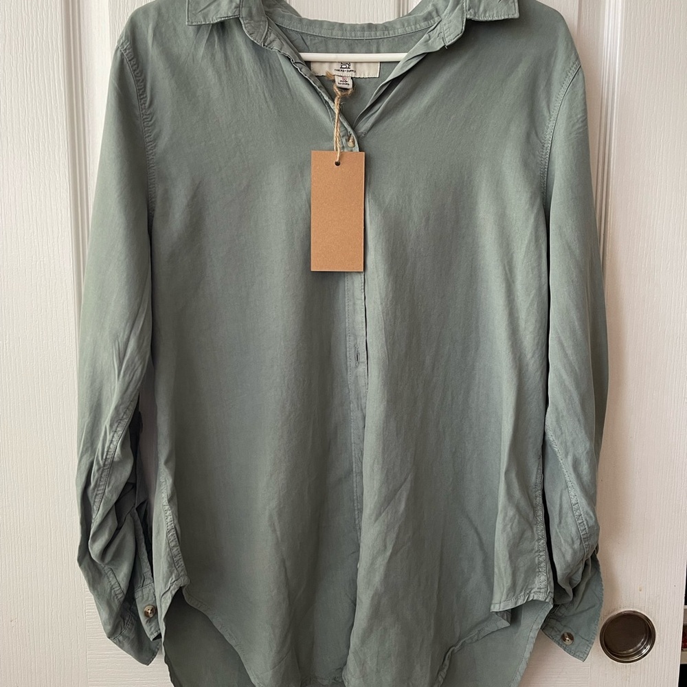 Thread & Supply Sage Green Button-Front Shirt